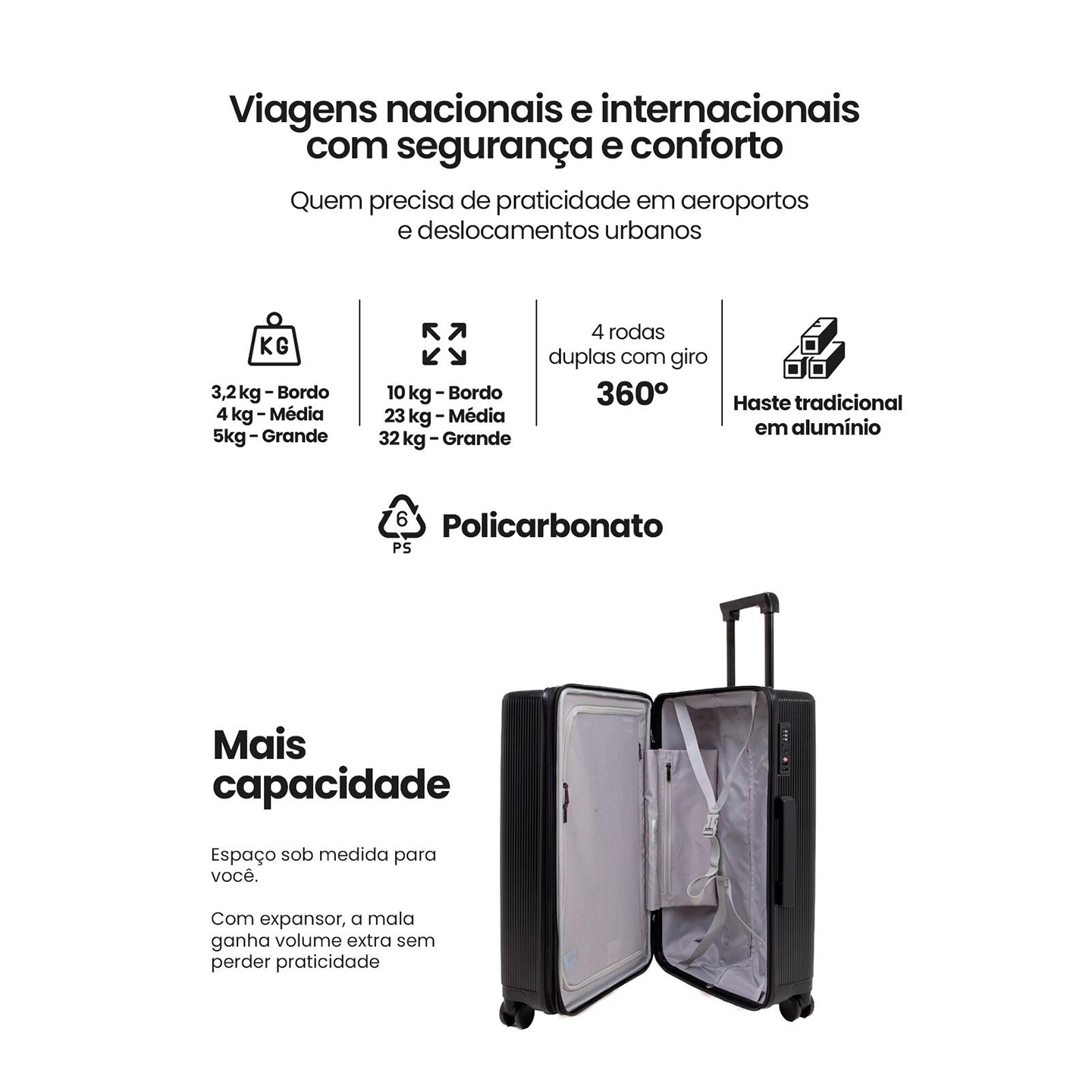 Mala Prestige Tamanho G - Preto